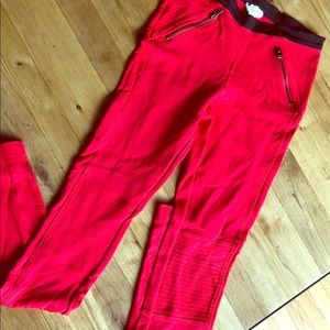 WITCHERY • Bright Red Moto Leggings with Zippers